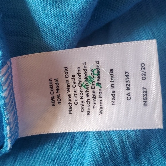 Talbots Blue Casual Flutter Smocked Sleeve Light, Comfortable Tee Sz L Dress - Picture 10 of 10